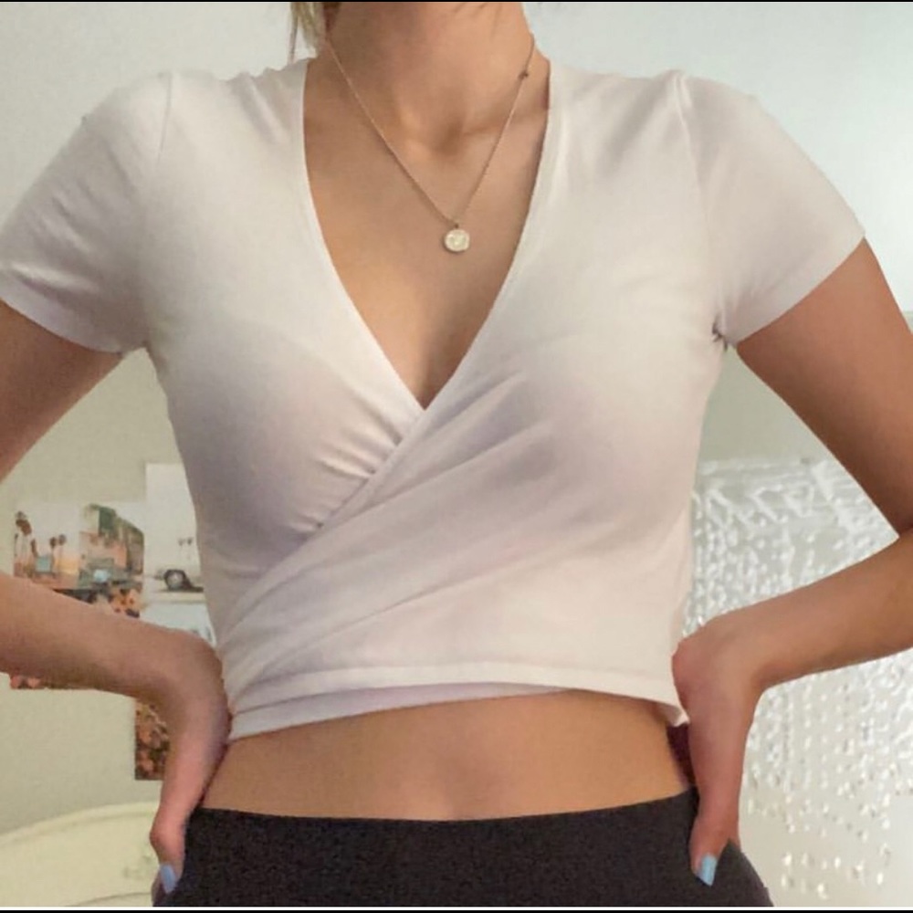 Brandy Melville short sleeve wrap top